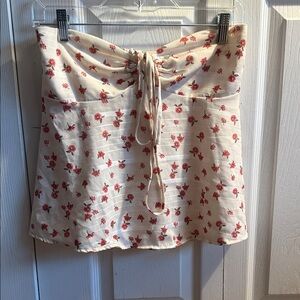 Cream flower tube top